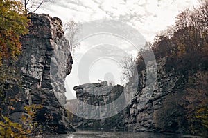 Buky Canyon in Ukraine on the Hirs`kyi Tikych river in the Cherkasy province.