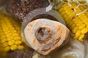 Bulalo soup, or beef bone marrow soup