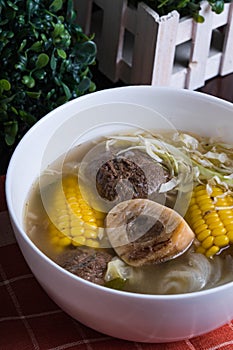 Bulalo soup, or beef bone marrow soup