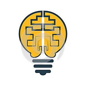 Bulb and brain logo design.