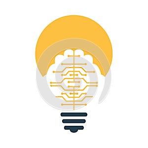 Bulb and brain logo design.