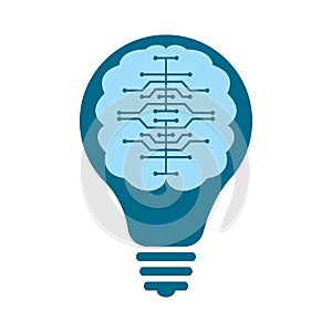 Bulb and brain logo design.