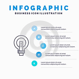 Bulb, Bright, Business, Idea, Light, Light bulb, Power Line icon with 5 steps presentation infographics Background