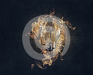 Bulb burning with fire