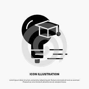 Bulb, Cap, Education, Graduation solid Glyph Icon vector
