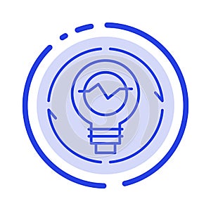 Bulb, Concept, Generation, Idea, Innovation, Light, Light bulb Blue Dotted Line Line Icon