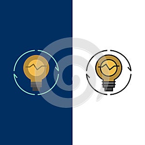 Bulb, Concept, Generation, Idea, Innovation, Light, Light bulb  Icons. Flat and Line Filled Icon Set Vector Blue Background