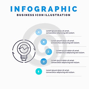 Bulb, Concept, Generation, Idea, Innovation, Light, Light bulb Line icon with 5 steps presentation infographics Background