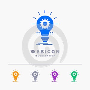 Bulb, develop, idea, innovation, light 5 Color Glyph Web Icon Template isolated on white. Vector illustration