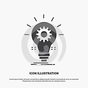 Bulb, develop, idea, innovation, light Icon. glyph vector gray symbol for UI and UX, website or mobile application