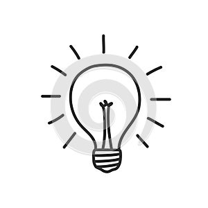 Bulb doodle icon simple flat style vector illustration