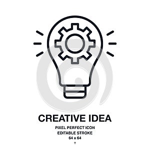 Bulb editable stroke outline icon isolated on white background vector illustration. Creative idea, solution, innovation concept.