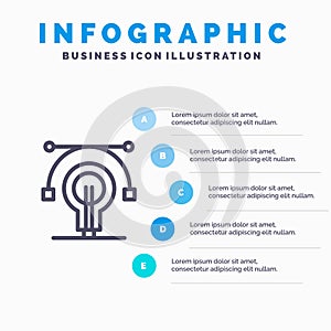 Bulb, Education, Idea, Educate Blue Infographics Template 5 Steps. Vector Line Icon template