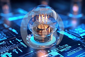 Bulb future technology, innovation background, creative idea concept, Artificial Intelligence Concept