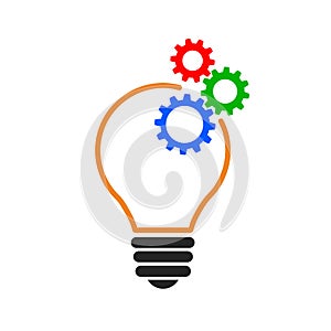 Bulb with gears icon, idea concept, innovations â€“ vector