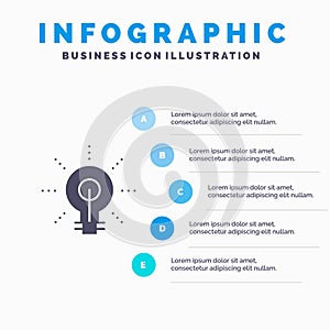 Bulb, Glow, Idea, Insight, Inspiriting Solid Icon Infographics 5 Steps Presentation Background