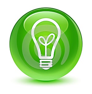 Bulb icon glassy green round button