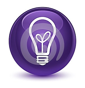 Bulb icon glassy purple round button