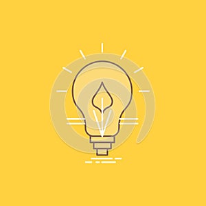 bulb, idea, electricity, energy, light Flat Line Filled Icon. Beautiful Logo button over yellow background for UI and UX, website