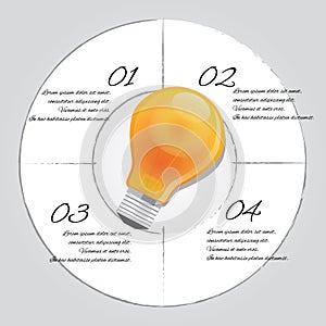 Bulb idea graphic illustration 4 steps template info business inspiration