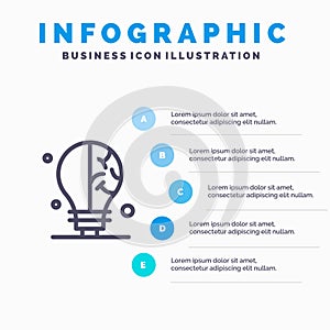 Bulb, Idea, Science Line icon with 5 steps presentation infographics Background