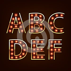 Bulb lamp neon letters abc vector illustration.