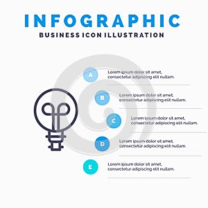 Bulb, Light, Design Line icon with 5 steps presentation infographics Background