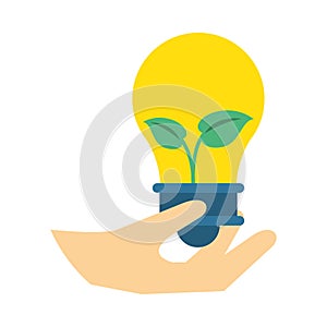 Bulb light energy with leafs plant