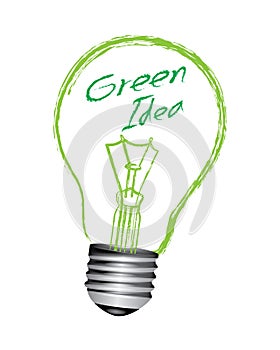 Bulb light green idea vector