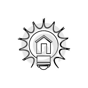 bulb light with house drawing icon