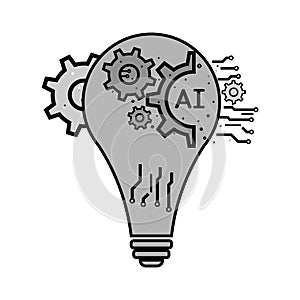 bulb light idea with brain and gears Artificial Intelligence isolated icon vector illustration design.