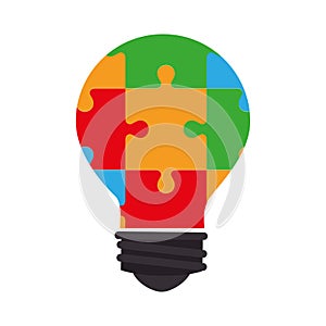 Bulb light with puzzle pieces education icon