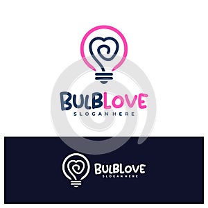 Bulb Love logo design concept vector. Love Bulb Logo Design Template. Creative Symbol. Icon