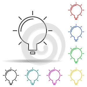 Bulb multi color set icon. Simple thin line, outline vector of web icons for ui and ux, website or mobile application