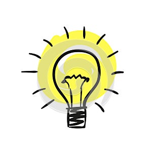Sketch of bulb icon with idea concept, Hand drawn vector
