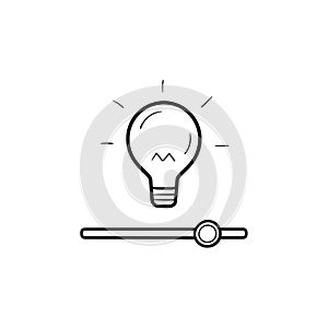 Bulb with slider switch hand drawn outline doodle icon.