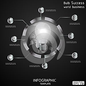 Bulb Success world business modern Idea and Concept Vector illustration Infographic template with icon.