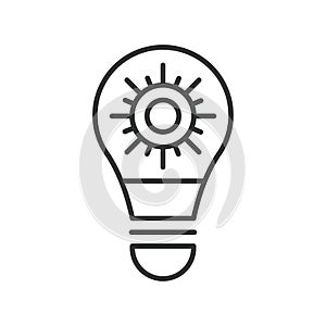 Bulb sunlight icon in line design. Bulb, Sunlight, Light, Energy, Solar, Illumination, Bright, Lamp isolated on white