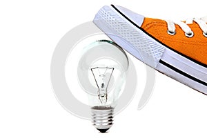 Bulb under yellow sneaker