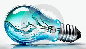 Bulb with water splashes inside on natural background.