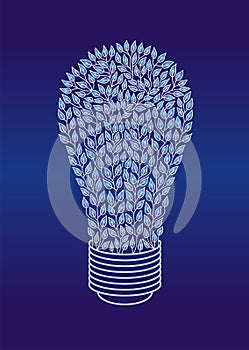 Bulb of white leaves on a blue background. Green energy.