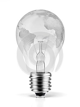 Bulb with a world map (image furnished by NASA)