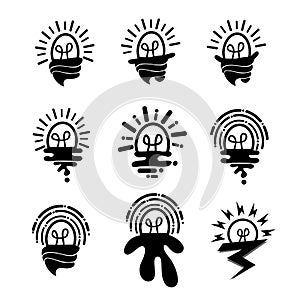 Bulbs icons set funny and alien style vector