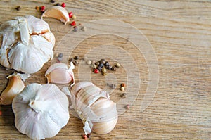 Bulbs of organic garlic and garlic cloves