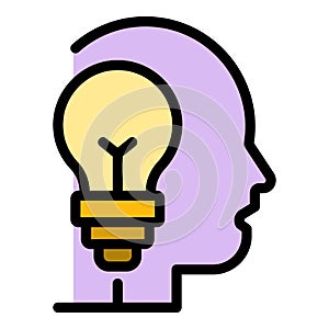 Buld idea head icon color outline vector