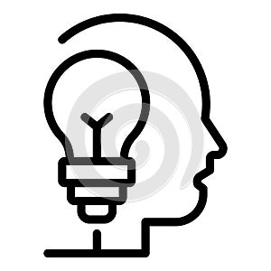 Buld idea head icon, outline style