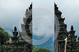 Buleleng - A close up on Bali Handara Gate on a cloudy day