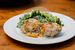 Bulette with cheese and salad