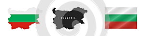 Bulgaria. Detailed flag map. Detailed silhouette. Waving flag. Vector illustration