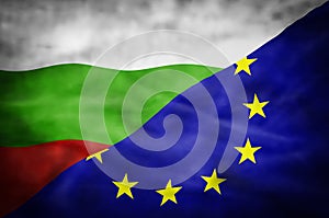 Bulgaria and European Union mixed flag.